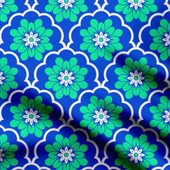 Symmetrical Green Floral Patten Print Fabric