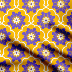 Symmetrical Violet Floral Patten Print Fabric