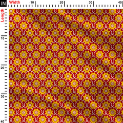 Symmetrical Mustard Floral Pattern Print Fabric