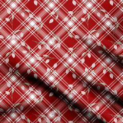 Tartan Flowers Print Fabric