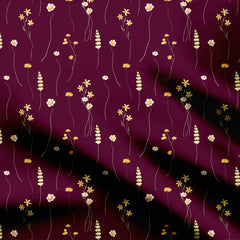 Burgundy striped blooms Print Fabric