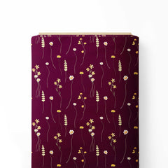 Burgundy striped blooms Print Fabric