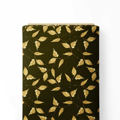 Gold Leaves Print Fabric