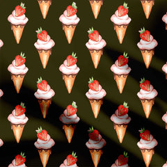 Ice cream strawberry Print Fabric