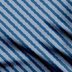 Waving Blue Line Print Fabric