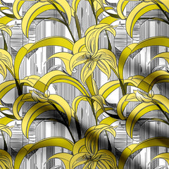 Abstract Yellow Lilly Print Fabric