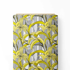 Abstract Yellow Lilly Print Fabric