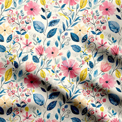 Watercolor Flowers Print Fabric