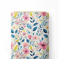 Watercolor Flowers Print Fabric