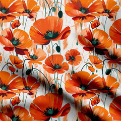 Big Poppy Flowers Print Fabric