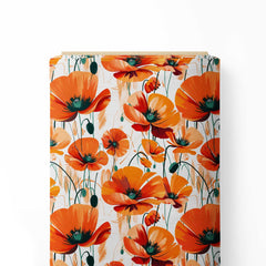 Big Poppy Flowers Print Fabric