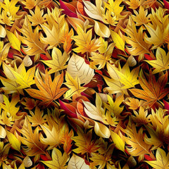 Golden Leaves Print Fabric