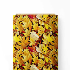 Golden Leaves Print Fabric