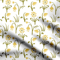 Yellow tiny flowers Print Fabric