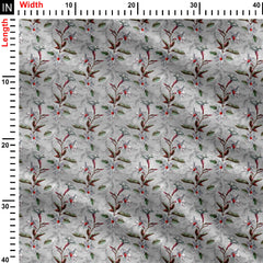 white flower with grey background Print Fabric