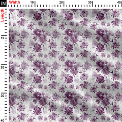 watercolor mono floral design Print Fabric