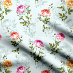 rose multi colour Print Fabric