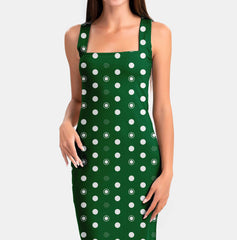 Polka dots green Print Fabric