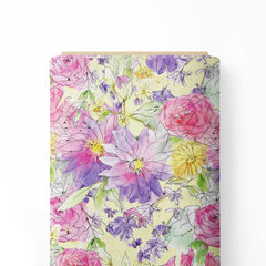 Flower Garden in Watercolour Print Fabric