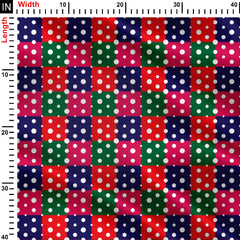 Polka dots checkered background Print Fabric