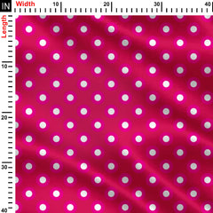 Pink and white polka dots Print Fabric