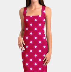 Pink and white polka dots Print Fabric