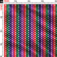 Polka dots with strip multi color background Print Fabric