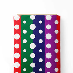 Polka dots with strip multi color background Print Fabric