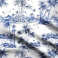 Vintage Blue Toile Print Fabric