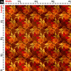 Beautiful Autumn Leaves Print Fabric