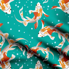 Koi fish pond Print Fabric