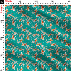 Koi fish pond Print Fabric