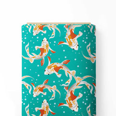 Koi fish pond Print Fabric