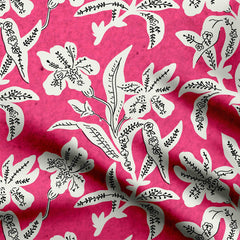 Hand drawn pink leaves design Print Fabric