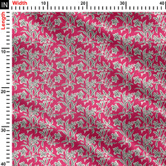 Hand drawn pink leaves design Print Fabric