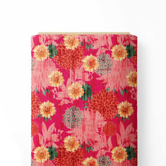 flower with shapes Print Fabric