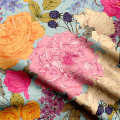 multi flower allover Print Fabric