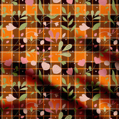 Checks Love Floral Print Fabric