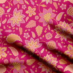 Pink Indian Floral Print Fabric