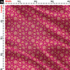 Pink Indian Floral Print Fabric