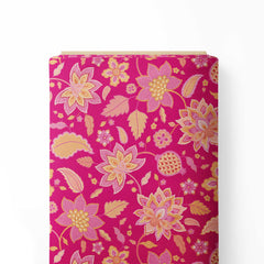 Pink Indian Floral Print Fabric