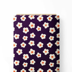 Cute White Little Flowers Print Fabric