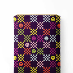 Abstract Smiley Emoji Print Fabric