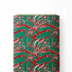 Abstract Red Leaves Print Fabric