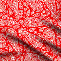 Red Paisley Kalamkari Print Fabric