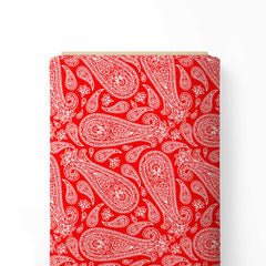 Red Paisley Kalamkari Print Fabric