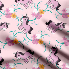 Sugar plum Unicorn Print Fabric