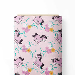 Sugar plum Unicorn Print Fabric