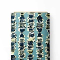 Blue cups Print Fabric