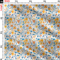 Yellow floral jaal Print Fabric